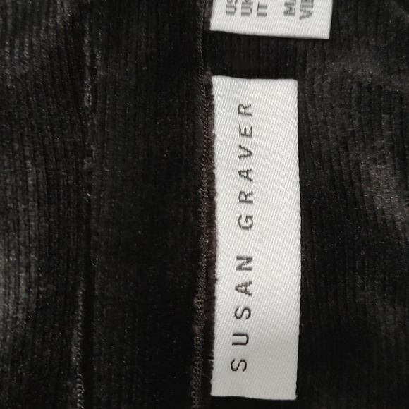 Susan Graver Black Velour Button Down Blouse Shirt Top Size XSP / S / SP / XS - Picture 7 of 10